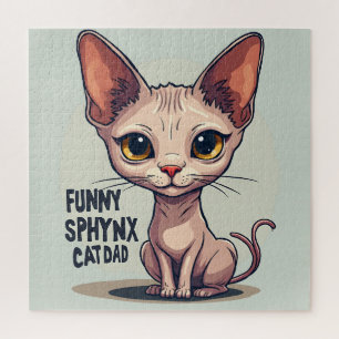 Grappige Sphynx Kat Vader Cartoon Kunst Legpuzzel
