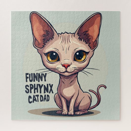 Grappige Sphynx Kat Vader Cartoon Kunst Legpuzzel (Verticaal)