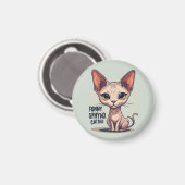 Grappige Sphynx Kat Vader Cartoon Kunst Magneet (Voorkant / Achterkant)