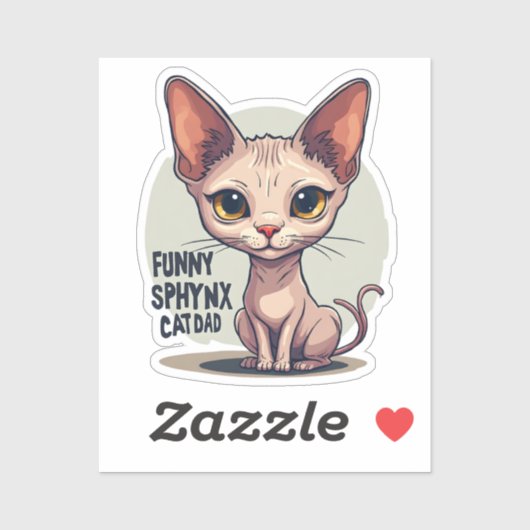 Grappige Sphynx Kat Vader Cartoon Kunst Sticker (Vel)