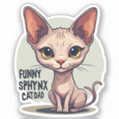 Grappige Sphynx Kat Vader Cartoon Kunst Sticker (Voorkant)