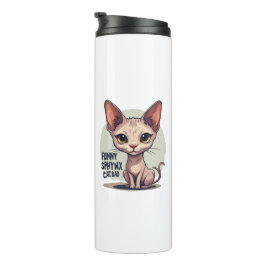 Grappige Sphynx Kat Vader Cartoon Kunst Thermosbeker