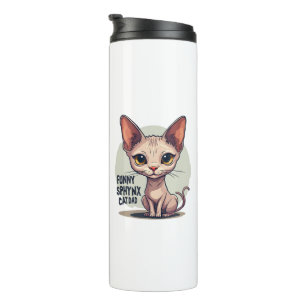 Grappige Sphynx Kat Vader Cartoon Kunst Thermosbeker