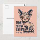 Grappige Sphynx Kat Vader Illustratie Briefkaart (Voorkant / Achterkant)