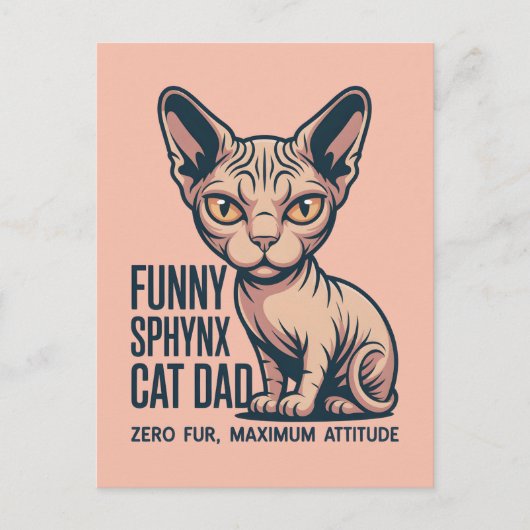 Grappige Sphynx Kat Vader Illustratie Briefkaart (Voorkant)