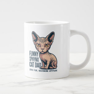 Grappige Sphynx Kat Vader Illustratie Grote Koffiekop