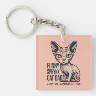 Grappige Sphynx Kat Vader Illustratie Sleutelhanger