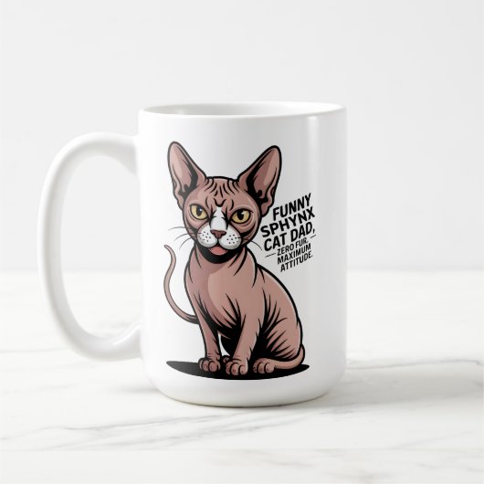 Grappige Sphynx Kat Vader Vector Kunst Koffiemok (Links)