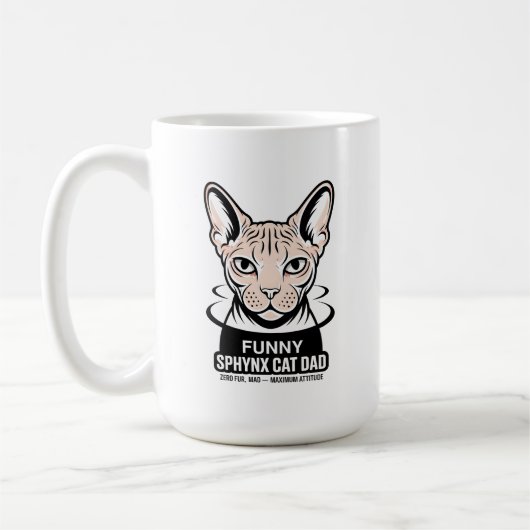 Grappige Sphynx Kat Vader Vector Kunst Koffiemok (Links)
