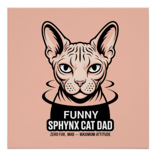 Grappige Sphynx Kat Vader Vector Kunst Perfect Poster