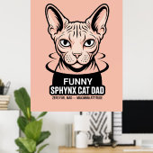 Grappige Sphynx Kat Vader Vector Kunst Poster (Thuiskantoor)