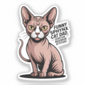Grappige Sphynx Kat Vader Vector Kunst Sticker (Voorkant)