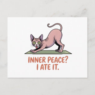 Grappige Sphynx Kat Yoga Cartoon Kunst Briefkaart