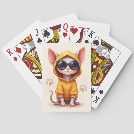 Grappige Sphynx Kawaii Kat Pokerkaarten (Achterkant)