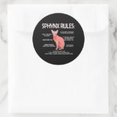 Grappige Sphynx Regels Sphynx Kat Eigenaar Haarloz Ronde Sticker (Tas)