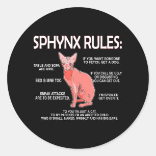 Grappige Sphynx Regels Sphynx Kat Eigenaar Haarloz Ronde Sticker