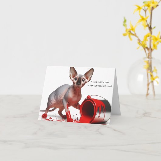 Grappige Sphynx Valentijnskaart Kaart (Gele Bloem)