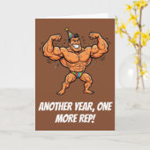 Grappige Spier Bodybuilder Verjaardagscadeau Kaart (Gele Bloem)