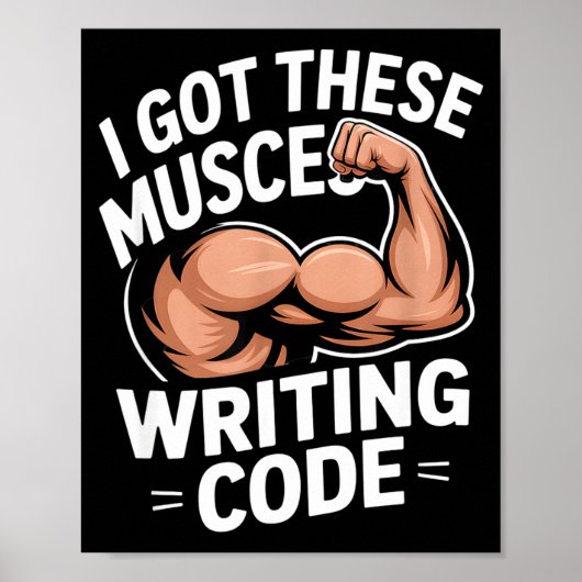 Grappige spieren die code schrijven zeggen program poster (Voorkant)