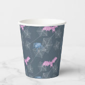 Grappige spin en vleermuis in een web papieren bekers (Voorkant)