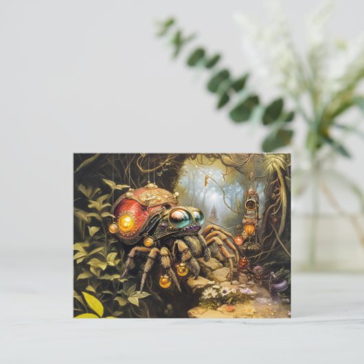 Grappige spin met slak Shell Body in Fantasy Force Briefkaart (Staand voorkant)