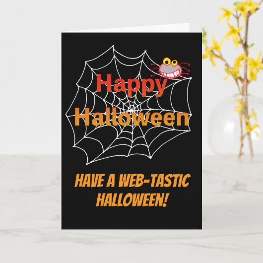 Grappige spin op Halloween Web Kaart (Gele Bloem)