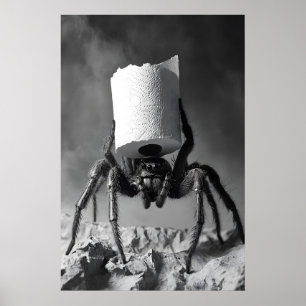 Grappige spin toiletpapier rol badkamer kunstprint poster