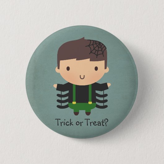 Grappige Spinnen Jongens Kostuum Halloween Knop Ronde Button 5,7 Cm (Voorkant)