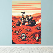 Grappige Spinnen van Mars Canvas Afdruk (Insitu (Houten vloer))