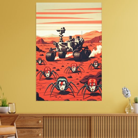 Grappige Spinnen van Mars Canvas Afdruk (Insitu (Woonkamer))