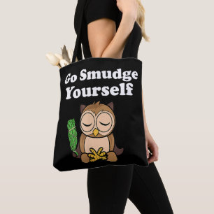 Grappige spirituele ga jezelf uitroken uil mediter tote bag