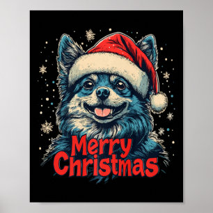 Grappige Spitz Santa Hat Vrolijke Kerstmis Kerstmi Poster