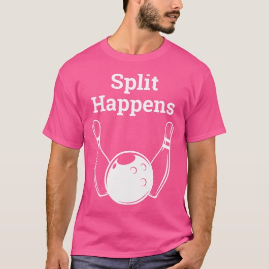 Grappige split gebeurt bowlen t-shirt (Voorkant)