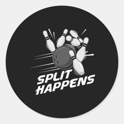 Grappige Split Happens Bowling Team Bowling Ploeg Ronde Sticker (Voorkant)