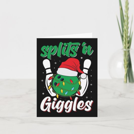 Grappige Splits n Giggles Bowling Speler Kerst Bo Kaart (Voorkant)