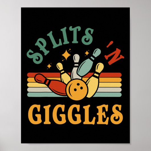 Grappige Splits n Giggles Bowling Team Mannen Vrou Poster (Voorkant)