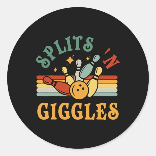Grappige Splits n Giggles Bowling Team Mannen Vrou Ronde Sticker (Voorkant)