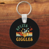 Grappige Splits n Giggles Bowling Team Mannen Vrou Sleutelhanger (Voorkant)