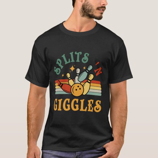 Grappige Splits n Giggles Bowling Team Mannen Vrou T-shirt (Voorkant)