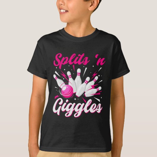 Grappige Splits n Giggles Bowling Team Schattige B T-shirt (Voorkant)