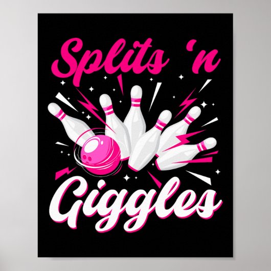 Grappige Splits n Giggles Bowlingteam Schattige Bo Poster (Voorkant)