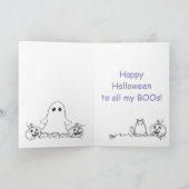 Grappige spook- en Halloween-kat-verjaardagskaart Feestdagen Kaart (Binnen)