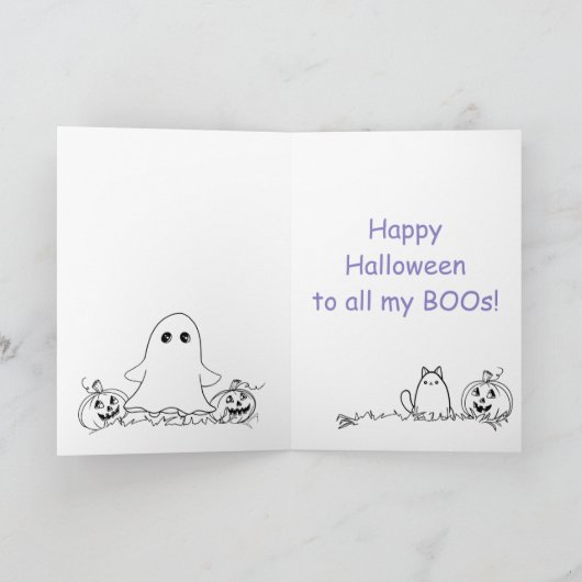 Grappige spook- en Halloween-kat-verjaardagskaart Feestdagen Kaart (Binnen)