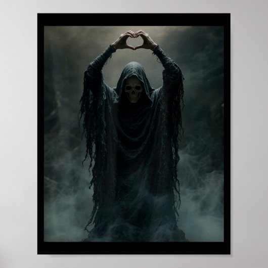 Grappige spook hart handen eng gezicht halloween poster (Voorkant)