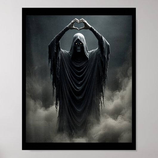 Grappige spook hart handen eng gezicht halloween poster (Voorkant)