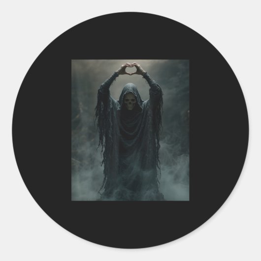 Grappige spook hart handen eng gezicht halloween ronde sticker (Voorkant)