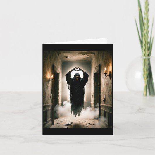 Grappige spook hart handen eng gezicht horror post kaart (Voorkant)