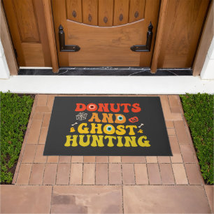 Grappige spookachtige groovy donuts en spookjacht deurmat
