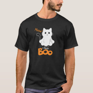 Grappige spookkat miauw ik bedoel boo pompoen maan t-shirt