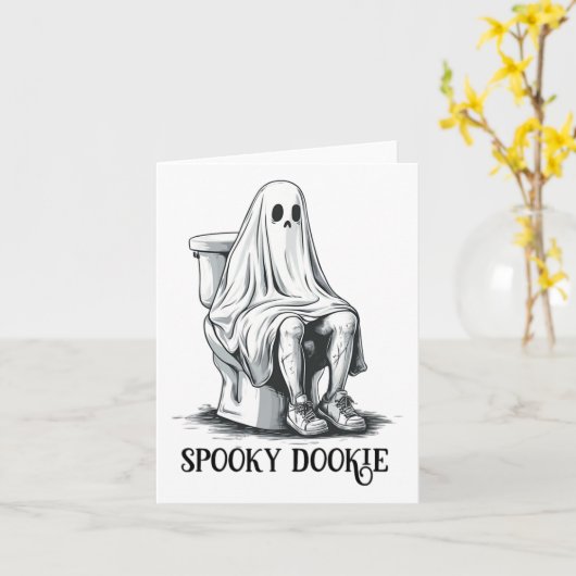 Grappige Spooky Dookie Onvolwassen Halloween Kaart (Gele Bloem)